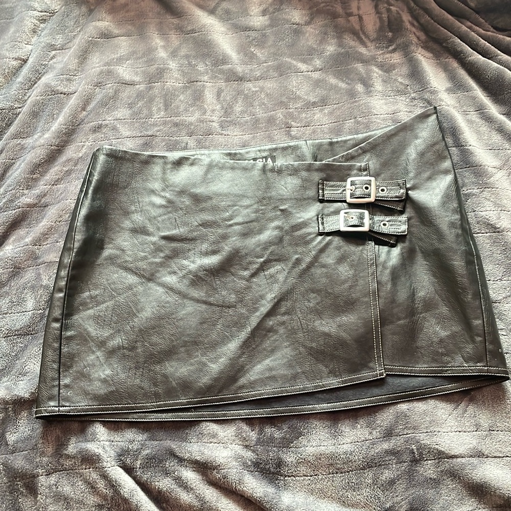 I AM GIA Black Belted Mini Skirt